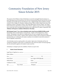 2015 Simon Scholarship Opportunity, Morristown