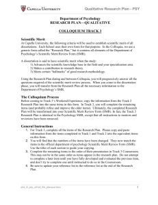 Qualitative Research Plan - PSY Department of Psychology