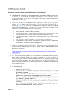 Admissions Process for Wales-based Collaborative Provision