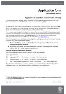 Application to amend an environmental authority