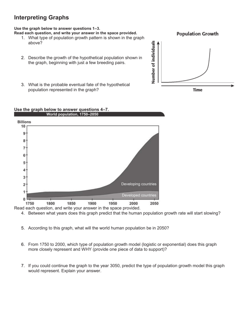 Interpreting Graphs - Population Ecology Regarding Population Ecology Graphs Worksheet Answers