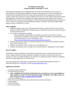 The Rhodes Scholarship Campus deadline: September 3, 2014 The