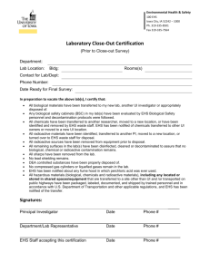 LabCloseOutCertification - Environmental Health and Safety