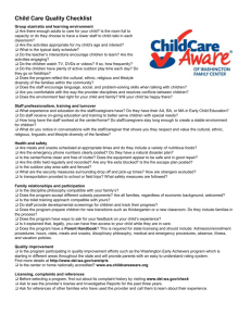 Child Care Quality Checklist