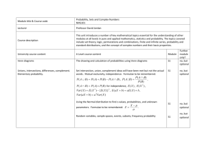 MAS101 Probability, Sets and Complex Numbers