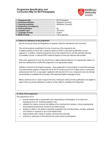 Programme Specification and Curriculum Map for BA Photography 1