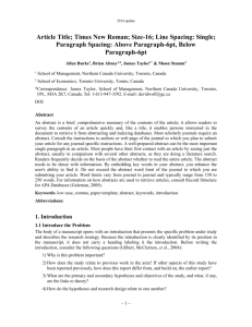Paper Template for Journals