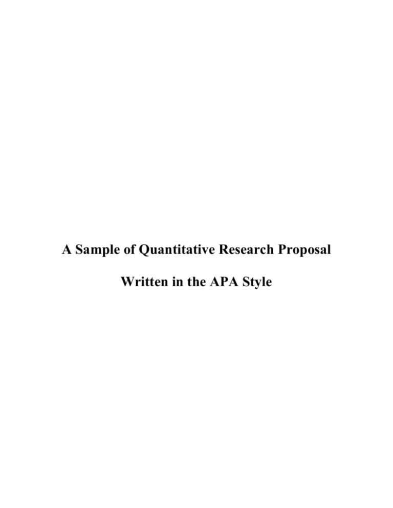 sample of a quantitative research proposal