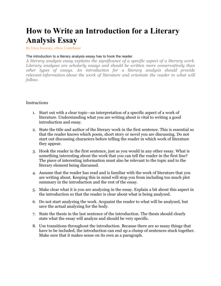 how to write an introduction for a literary analysis
