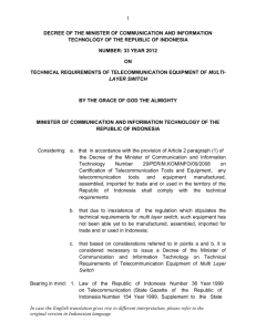 DECREE OF THE MINISTER OF COMMUNICATION AND