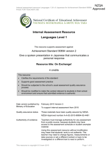 Level 1 Japanese internal assessment resource