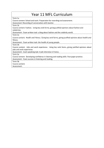 Year 11 MFL Curriculum Term 1a Course content: School and work