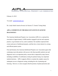 20120217 AIPLA Testimony USPTO Genetic Testing Study