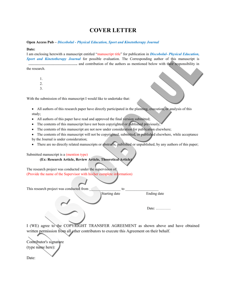 cover letter for manuscript submission example