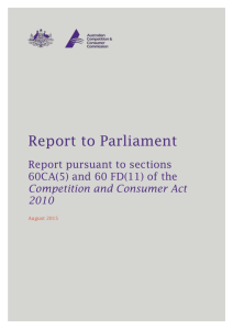 Report to Parliament - Australian Competition and Consumer