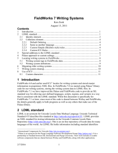 FieldWorks 7 Writing Systems - SIL FieldWorks