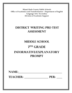 District Writing Pre-Test Assessment- Middle School