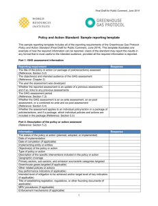 Policy and Action Standard - Sample Reporting Template