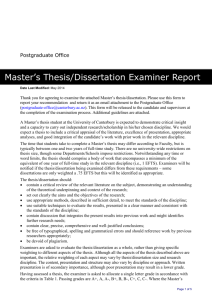 Master`s Examiners Report Form and