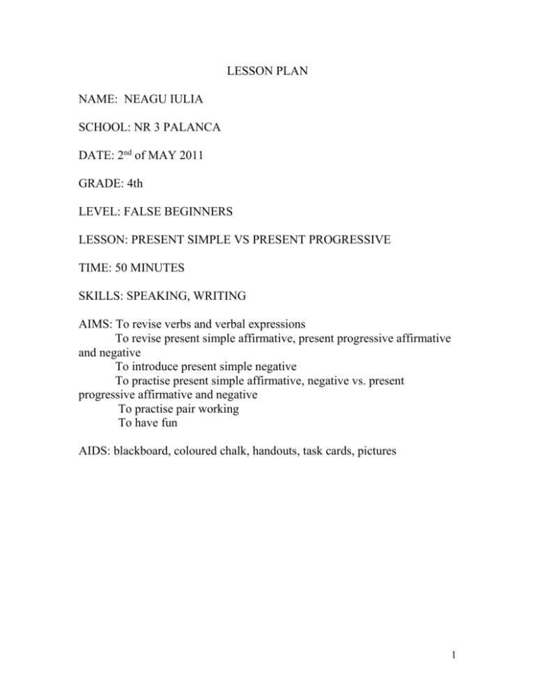 LESSON PLAN 4th Grade