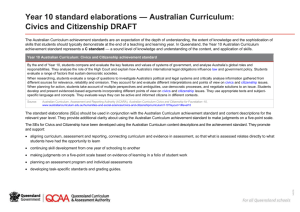 Year 10 standard elaborations * Australian Curriculum: Civics and
