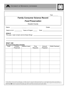 Food Preservation Recordbook Form