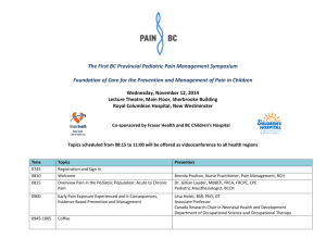 The First BC Provincial Pediatric Pain Management