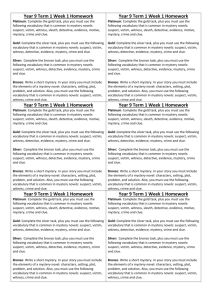 Yr 9 Curious Incident Term 2 Homework task sheets