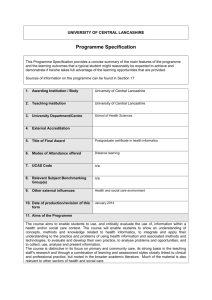 Programme Specification - University of Central Lancashire