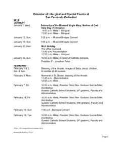 Calendar of Liturgical and Special Events at San Fernando Cathedral