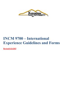 INCM 9700 – International Experience Guidelines and Forms