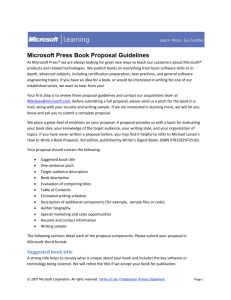 Microsoft Press Book Proposal Guidelines