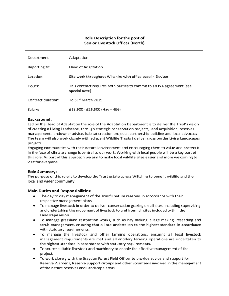 Livestock Production Officer Job Description