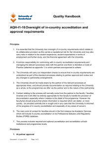 AQH-I1-16 Oversight of in-country accreditation processes and