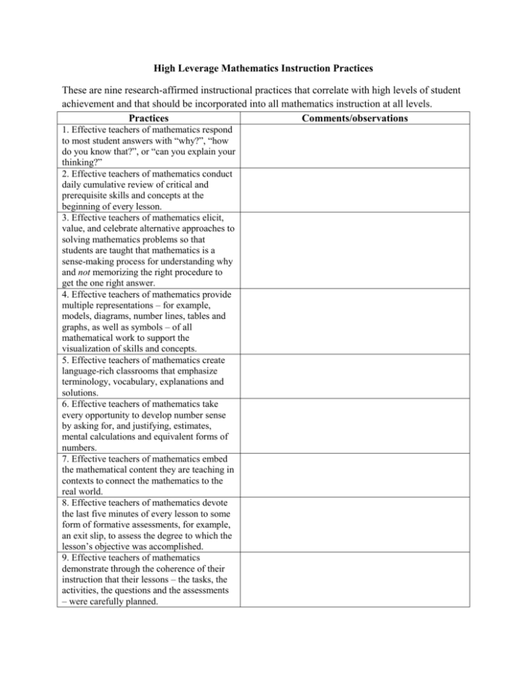 high-leverage-mathematics-instruction-practices