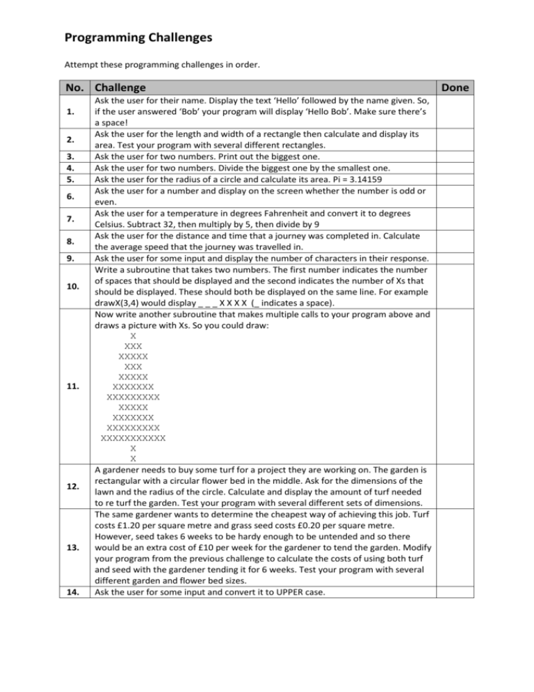 Programming Challenges