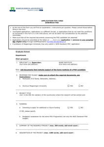 CHECKLIST FOR WGS SANDWICH Phd APPLICATIONS