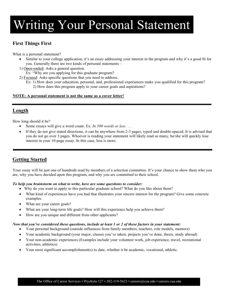 difference between personal essay and personal statement