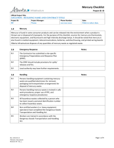 EMS Mercury Checklist template - Alberta Ministry of Infrastructure