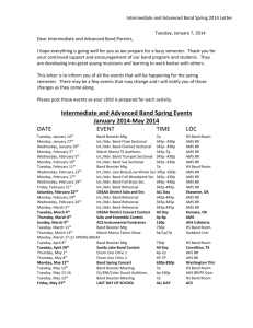 Intermediate and Advanced Band Spring Events January 2014
