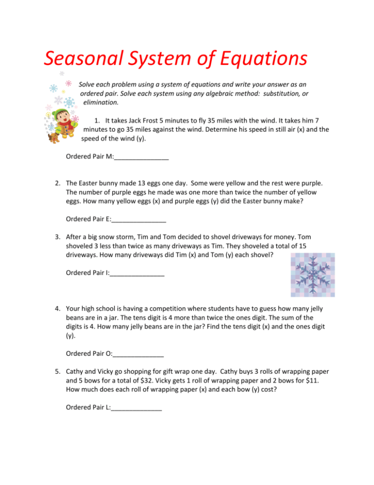 Seasonal System Of Equations 1