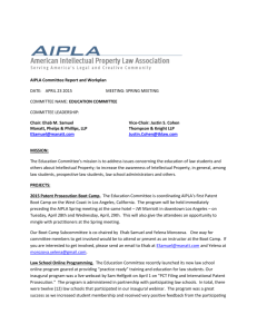AIPLA Committee Report and Workplan