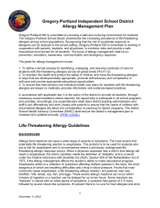 G-PISD Allergy Management Plan - Gregory