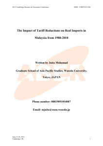 The Impacts of Tariff Reductions on Real Imports in Malaysia from