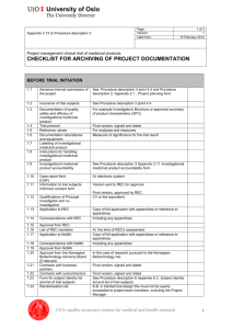checklist for archiving of project documentation