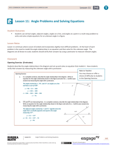 Lesson 11: Angle Problems and Solving Equations