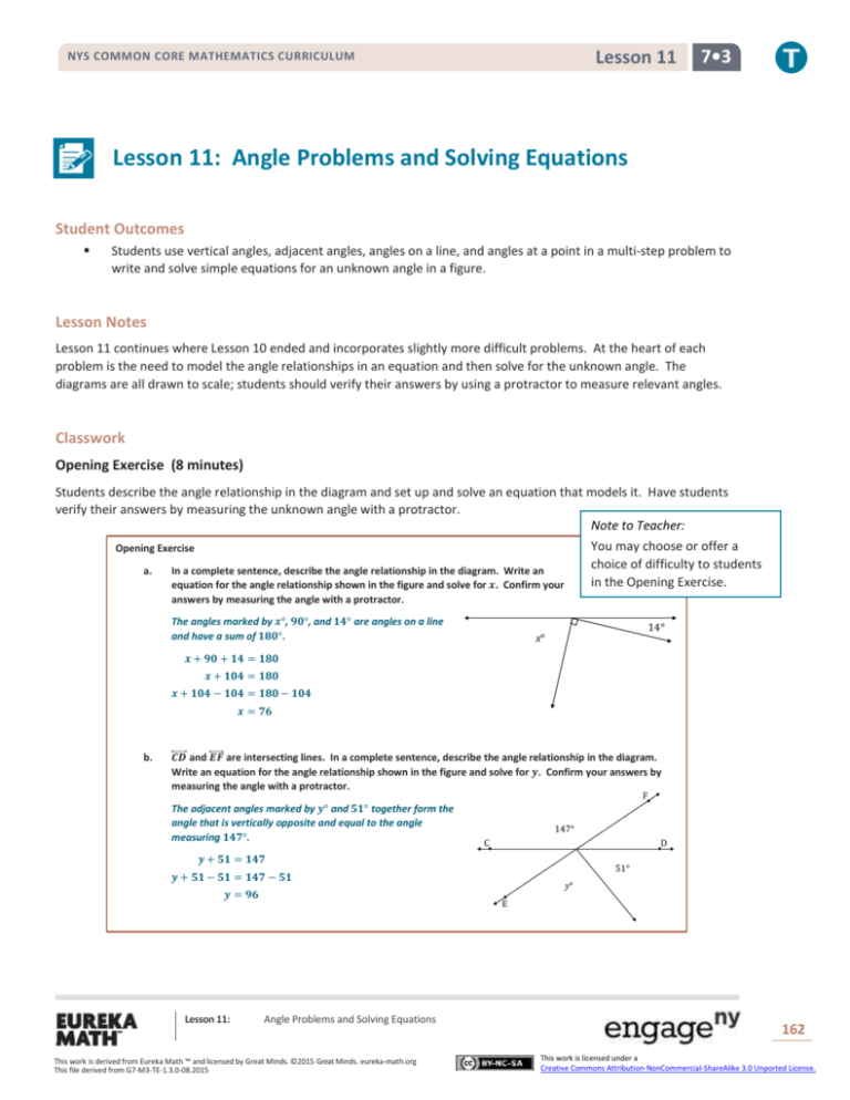 my homework lesson seven solve problems with angles