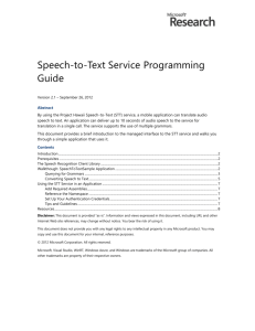 Speech-to-Text Service Programming Guide