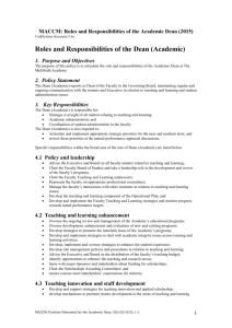 Roles and Responsibilities of the Academic Dean