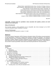 mzQuantML1.0.1-draft - HUPO Proteomics Standards Initiative